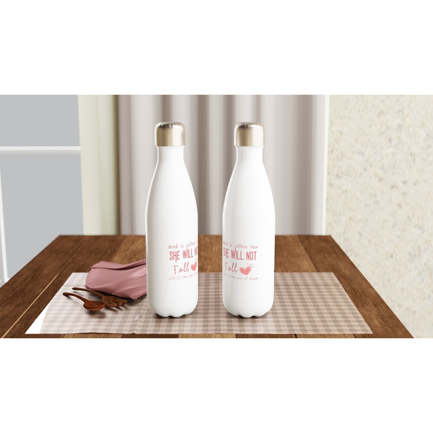God is within her, she will not fall. - White 17oz Stainless Steel Water Bottle