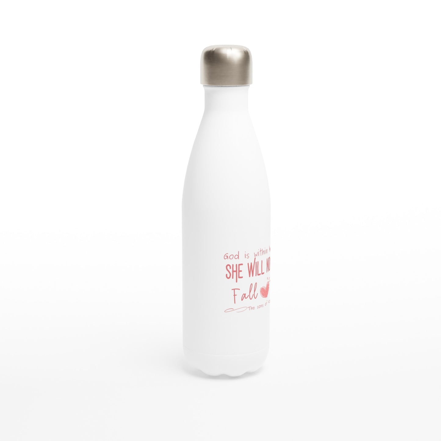 God is within her, she will not fall. - White 17oz Stainless Steel Water Bottle